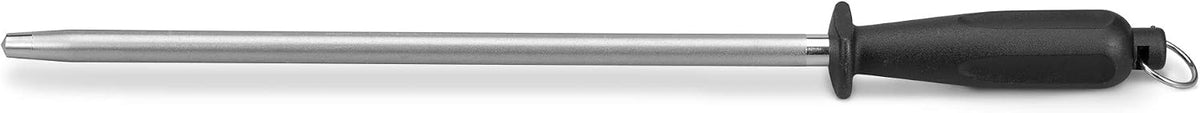 12-Inch Knife Sharpening Rod, Fine Carbon Honing Steel, Black Handle