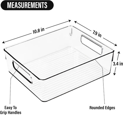 ShelfShaper Large Clear Plastic Storage Bins, Pantry Organizers and Storage Containers Fridge Organizer Bins for Organizing Home Kitchen Under Sink Bathroom Refrigerator Freezer Laundry Room