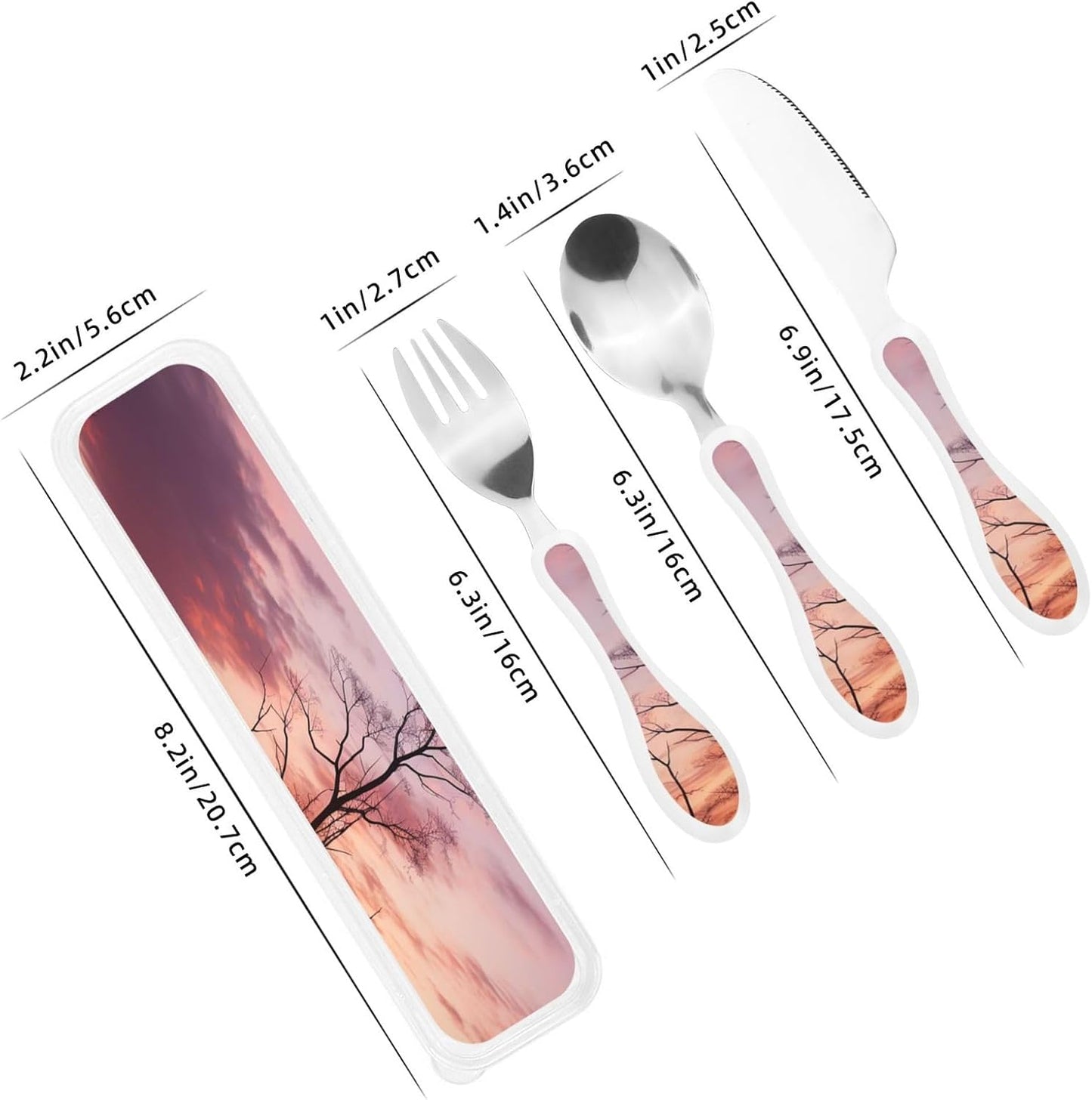 3-Piece Kids Silverware Set With Storage Case, Stainless Steel Reusable Children Safe Knife Spoon Fork Set Easter Bunny Eggs Spring Flower Rabbit Children Flatware Set For Kids Lunch Box
