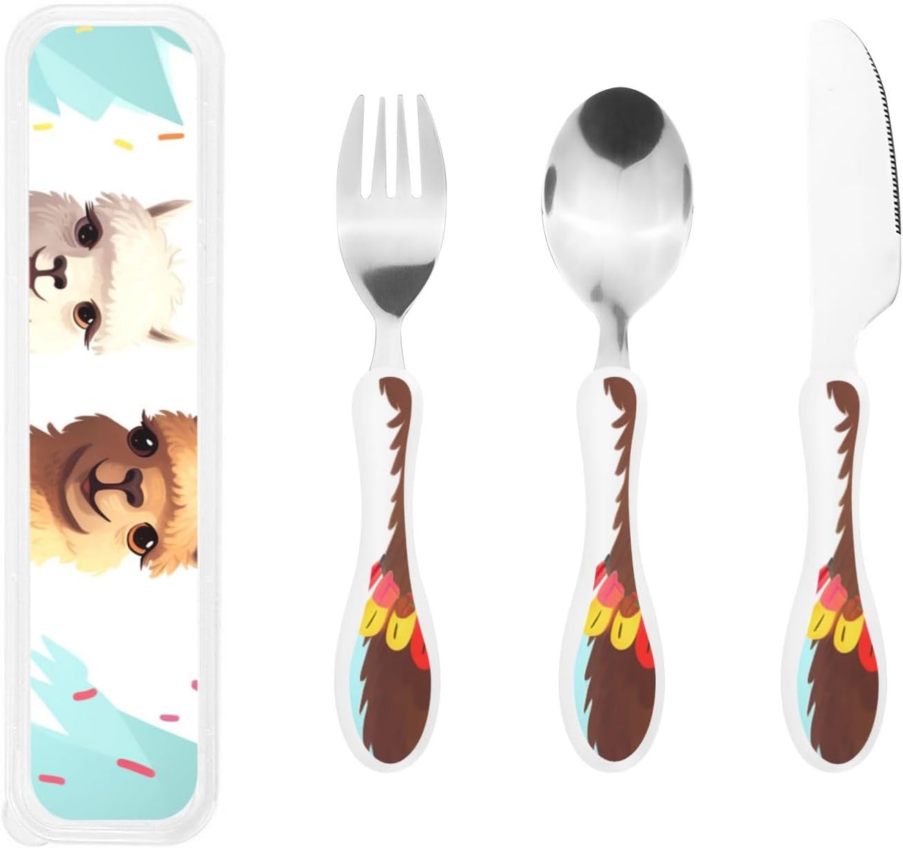 3-Piece Kids Silverware Set With Storage Case, Stainless Steel Reusable Children Safe Knife Spoon Fork Set Dolphin Children Flatware Set For Kids Lunch Box
