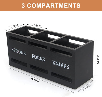 Wooden Silverware Cutlery Holder White Flatware Caddy Small Kitchen Utensil Holders for Party Wood Silverware Organizer Storage for Table Countertop Spoon and Fork Holder Utensils Caddy Basket