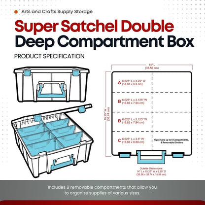 ArtBin 6990SO Super Satchel Double Deep Compartment Box - Art Storage with 8 Removable Compartments, Smart Closure for Craft Supplies (Gold - Pack of 1)