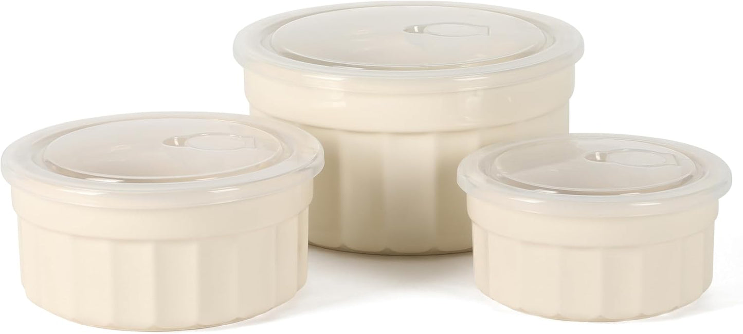 Martha Stewart Shadowbrook 5-Piece Borosilicate Glass Storage Container Set – Airtight Locking Lids, 21.6 oz Meal Prep, Leftover & Lunch Containers, Microwave, Oven & Dishwasher Safe