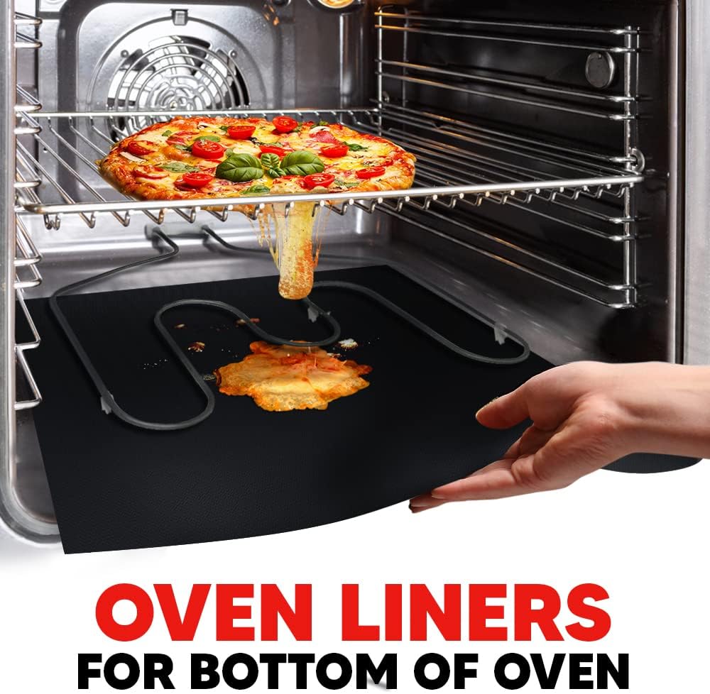 2 Pack Oven Liner and 2 pack Red Oven Rack Protectors 22 Inches