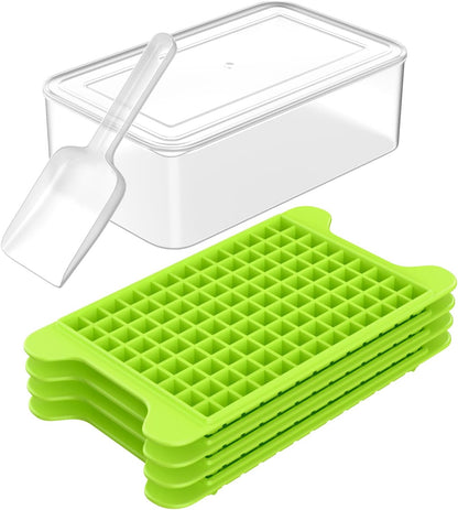 Mini Ice Cube Tray for Freezer: FDDBI Small Ice Trays for Freezer with Bin - 117×4PCS Easy Release Nugget Ice Tray - Crushed Ice Tray with Container