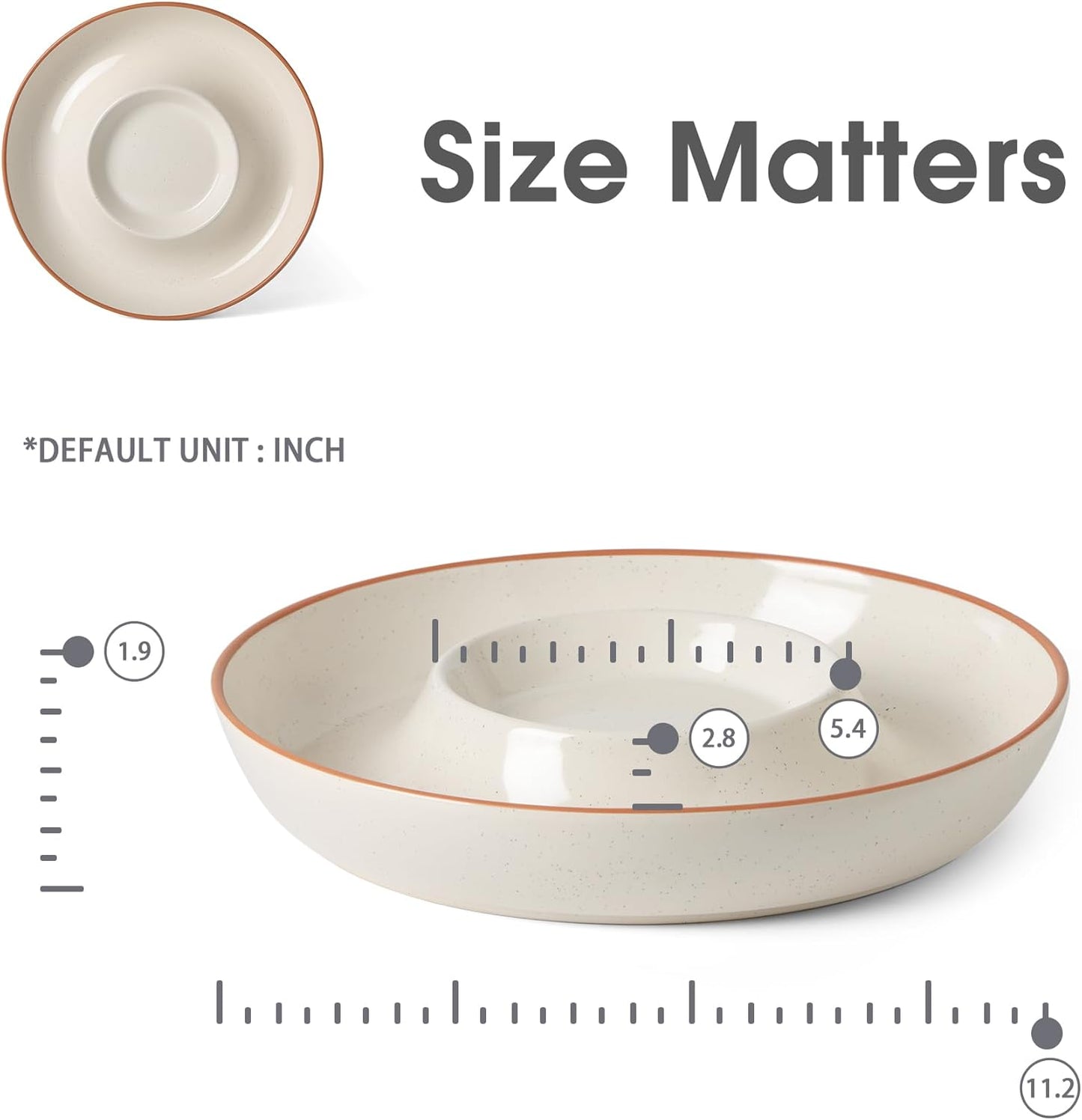 Ceramic Chips and Dip Serving Tray: 12 Inch Large Divided Bowls Set for Salsa, Veggies & Dip, Appetizers, Snacks, Fruit, Candy, Free-Form Serving Dish Platter for Parties Hosting & Entertaining