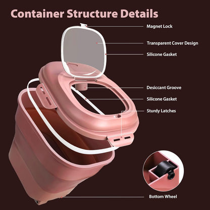 Viretec Cereal Rice Storage Containers, 20 to 50Lbs Collapsible Dry Food Dispenser Bins with Airtight Flip Lid Rolling Wheel, Kitchen Pantry to Store Sugar Flour, Dog Pet Cat Food Holder Container