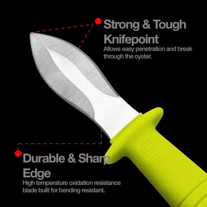 DRAGONFRUITEE Oyster Shucking Knife, Commercial Grade Clam and Shellfish tool With Ergonomic Grip And Anti-Slip Handle, Good For Home Restaurant Kitchen And Outdoor Use, Yellow/Silver (1 Count)