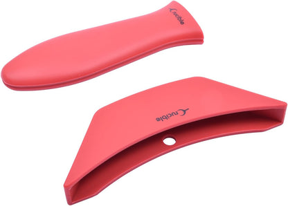 Silicone Hot Handle Holder + Assist Holder, Potholder (2-Pack Mix Red) for Cast Iron Skillets, Pans, Frying Pans & Griddles, Metal and Aluminum Cookware Handles - Sleeve Grip, Handle Cover