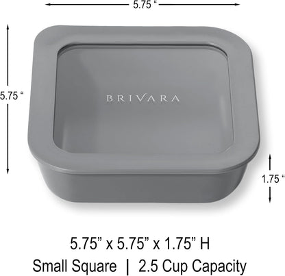 Ceramic Coated Glass Food Storage Container | No PTFE, PFOA, PFAS, and BPA | Reusable Non Toxic Meal Prep Container with Glass Lid | Easy To Store | 3 Cup Rectangle [Onyx]