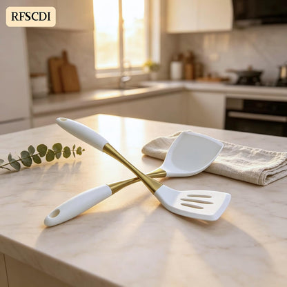 White Silicone Cooking Utensils Set-Non-Toxic, Heat Resistant, BPA Free Kitchen Utensils Set with Spatula, Spoon, Whisk & Tongs-Non-Stick& Dishwasher Safe for Nonstick Cookware