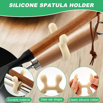 9 Pack Multifunction Silicone Pot Handle Spatula Rack, Anti Scalding Spoon Holder for Pot, Heat Resistant Steam Releaser, Non Slip Spatula Holder Stove Organizer for Kitchen, White Green Yellow