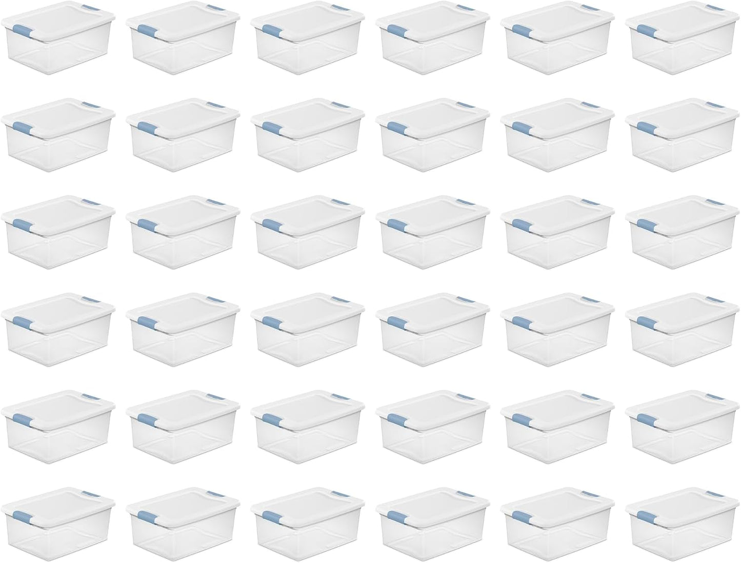 Sterilite 6-Pack Latching Box, Under Bed Storage Bins with Lids, Clear Plastic, 25 Quart - Heavy-Duty Organizing Containers for Closet, Bathroom, and Office