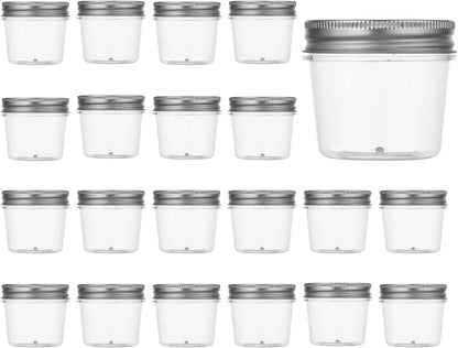novelinks 4 oz Small Plastic Jars with Lids, 40 Pack Mini Plastic Mason Jars with Lids 4oz, Craft Storage Containers & Canning Jars & Small Spice Jars for Kitchen Organization (40 Pack,Black)