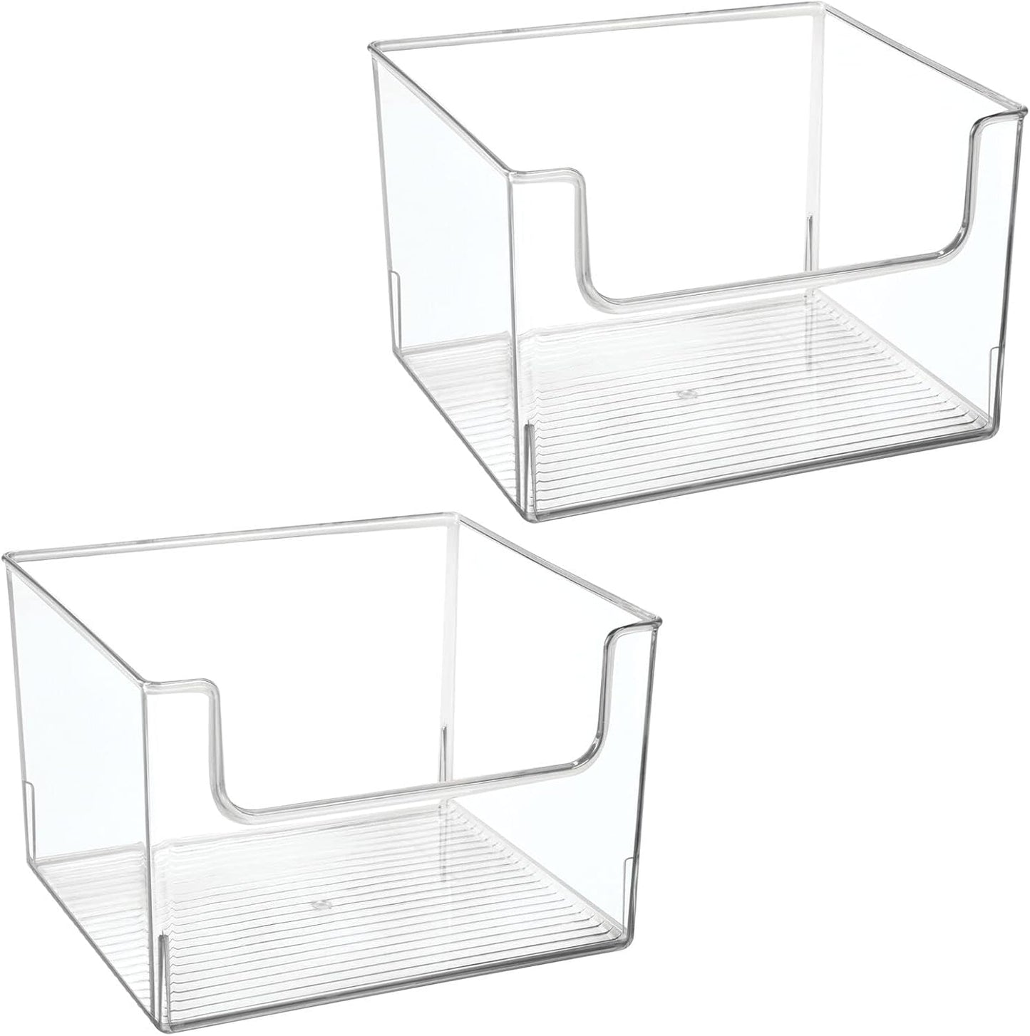 mDesign Modern Plastic Open Front Dip Storage Organizer Bin Basket for Bathroom Organization - Vanity Shelf, Cubby, Cabinet, and Closet Organizing Decor - Ligne Collection - 2 Pack - Clear