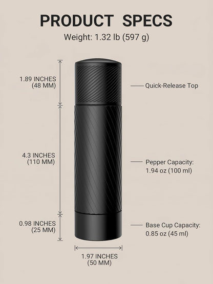 Homnoble Heavy Duty Pepper Grinder, Pepper Grinder External Adjustable
