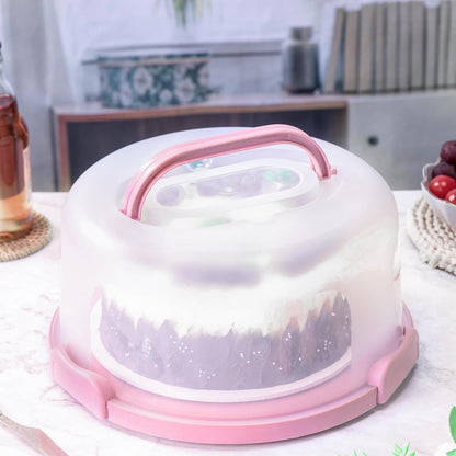 10in Plastic Cake Carrier with Handle, Round Cake Holder with Lid Pink Cake Container for 6in/8in/10in Cake(purple)