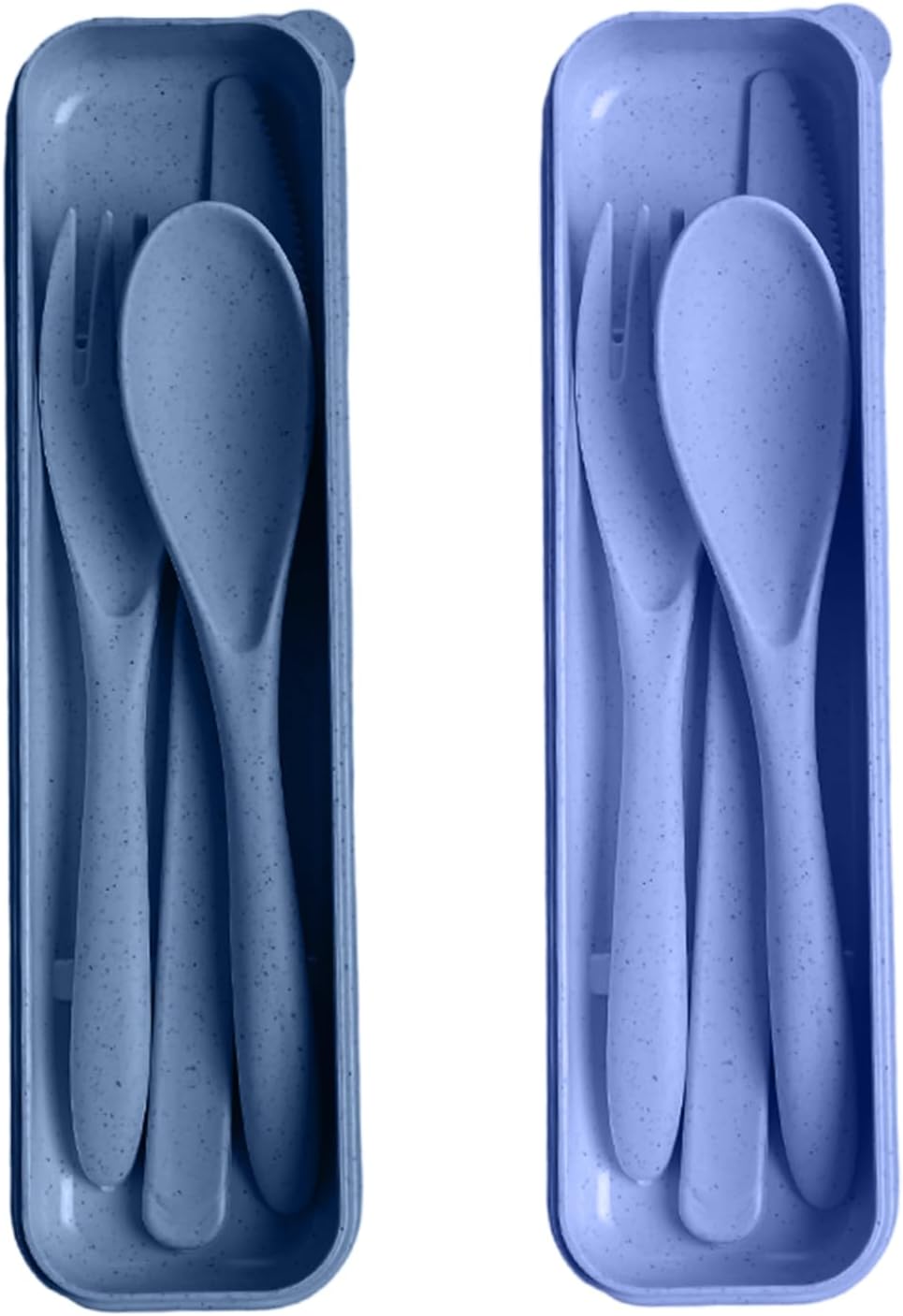 Travel Utensils with Case, 2 Sets Reusable Utensils Set with Case, Wheat Straw Utensils for Lunch Box Accessories, Camping Utensil Set for School Work Lunch or Daily Use（Black）