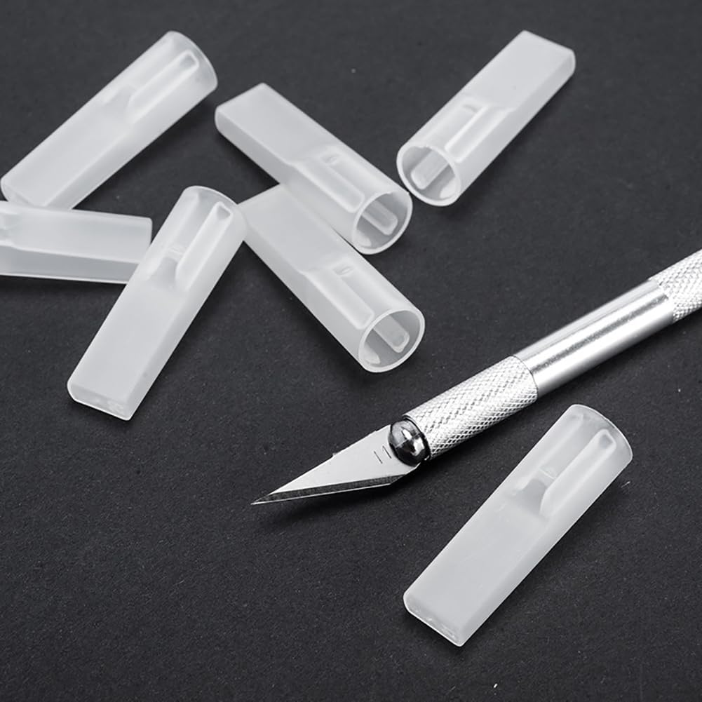 50 Pcs Small Carving Knife Blade Cover Craft Knife Protective Covers Hobby Knife Safety Cap Plastic Knife Guard Sleeves Precision Knife Blade Covers Replacement for DIY Projects
