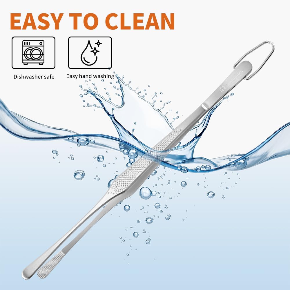 Stainless Steel Cooking Tweezers Set, 10 & 12 Inch Precision Kitchen Tweezers with Star Dot Texture & Elevated Tips | Galaxy Grip Series, 4-Piece (Silver)