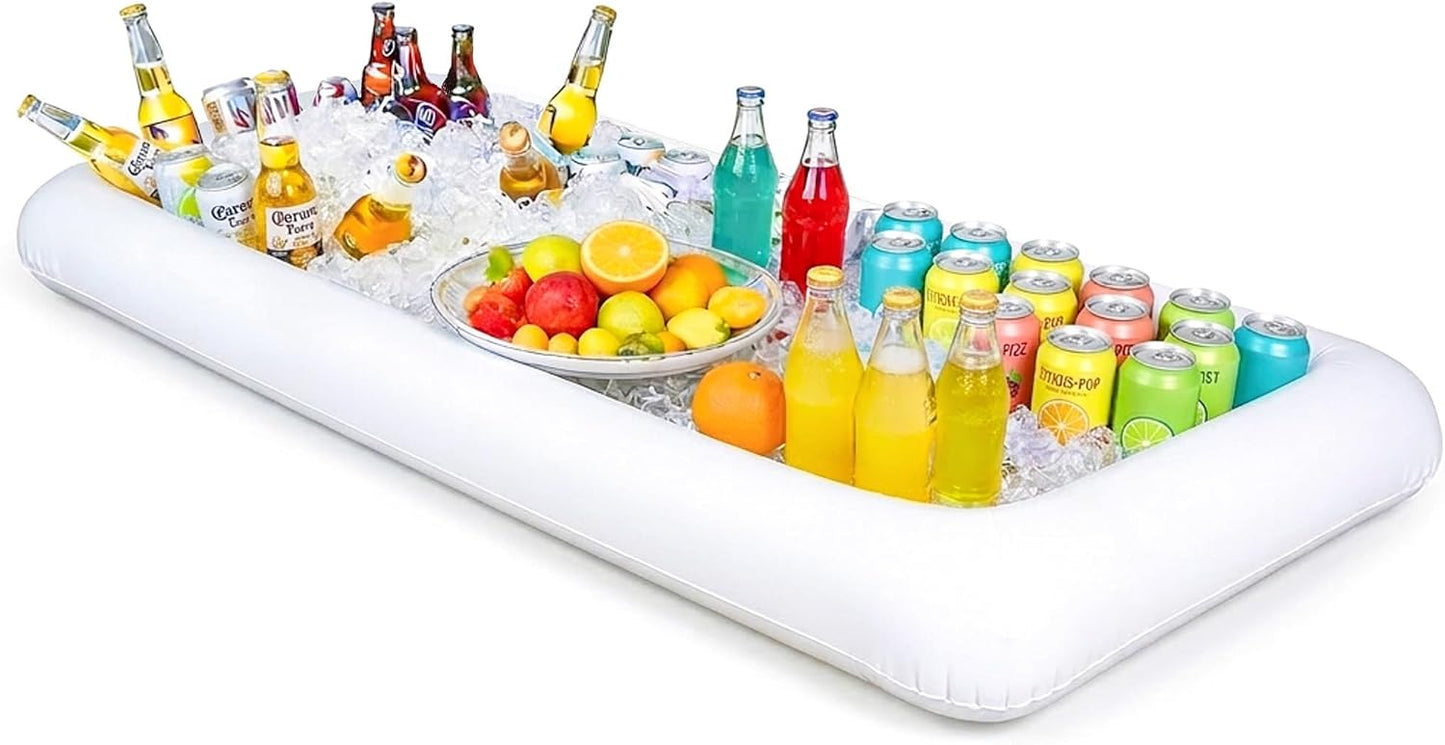 Novelty Place Inflatable Ice Serving Tray Buffet Bar with Drain Plug - Salad Food & Drinks Inflatable Cooler for Party Picnic and Camping (Pack of 1)