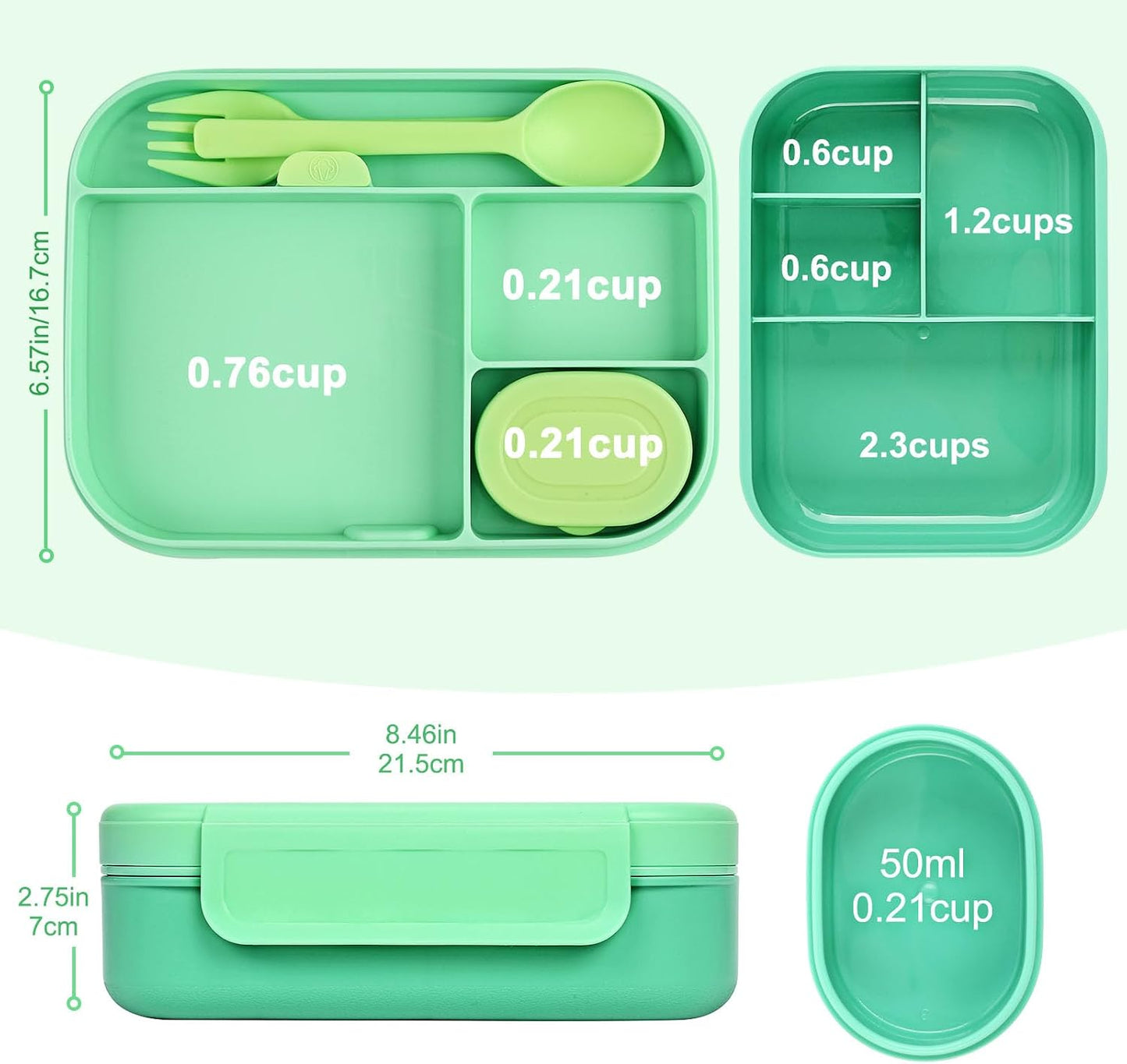 Caperci Bento Box for Kids - Stackable Leakproof Multiple Compartments Lunch Containers for Kids with Sauce Container, 5.8 Cups, Idea for School, On-the-go, Built-in Utensil Set, BPA Free (Purple)
