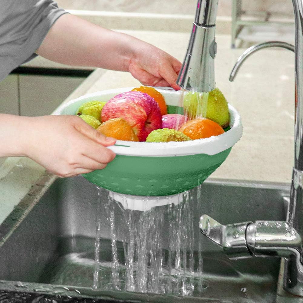 QiMH Collapsible Colander and Strainer, 5 Quart(1.25 gal), Heavy Duty Kitchen Drainer Basket for Pasta, Veggies and Fruits, New Home Apartment Essentials