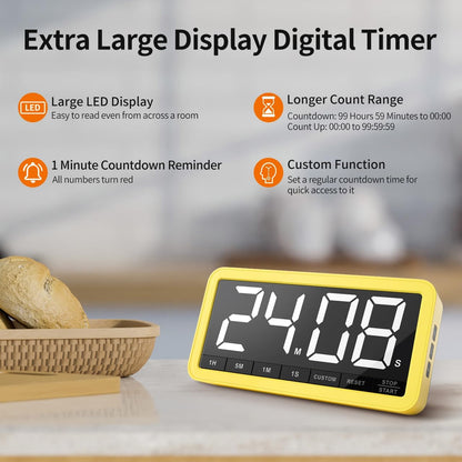 VOCOO Large 7.8" Digital Timer, Magnetic LED Timer for Kitchen & Classroom