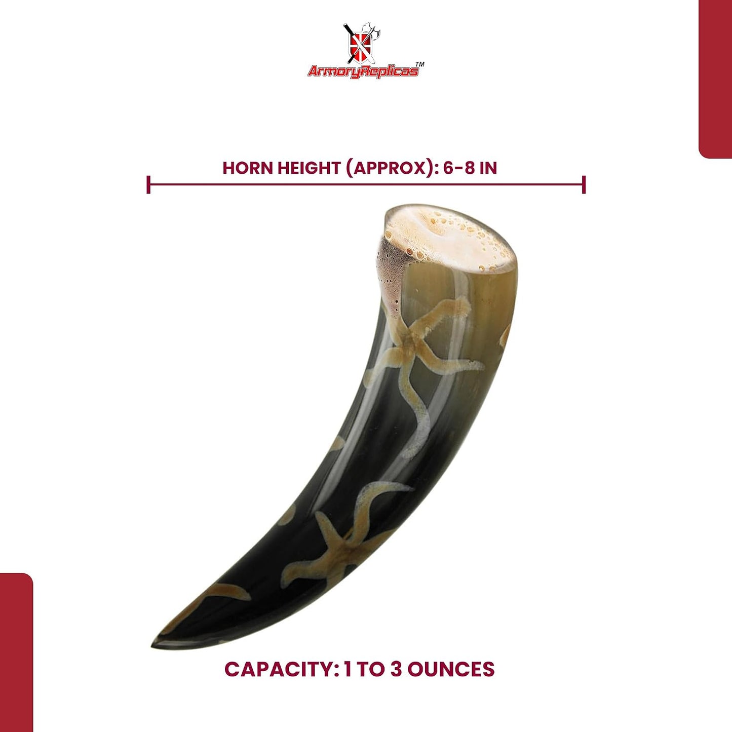 Armory Replicas™ 3-Piece Buffalo Drinking Horn Set – Handmade Natural Horn Cups with Earth Design, Viking Style Mead Ale Wine Cups for Feasts, Parties & Collectors