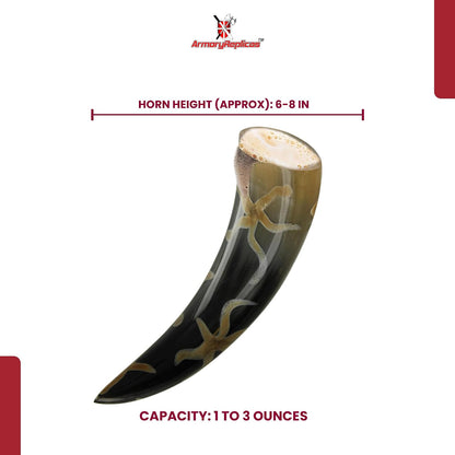 Armory Replicas™ 3-Piece Buffalo Drinking Horn Set – Handmade Natural Horn Cups with Earth Design, Viking Style Mead Ale Wine Cups for Feasts, Parties & Collectors