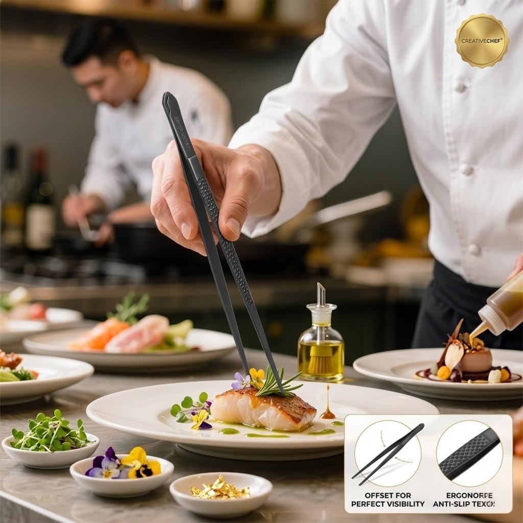 Cooking Tweezers, Chef's Tweezers Tongs, Universal for all kinds of cooking, steak, plating, pasta and many other scenarios (1PC Set)