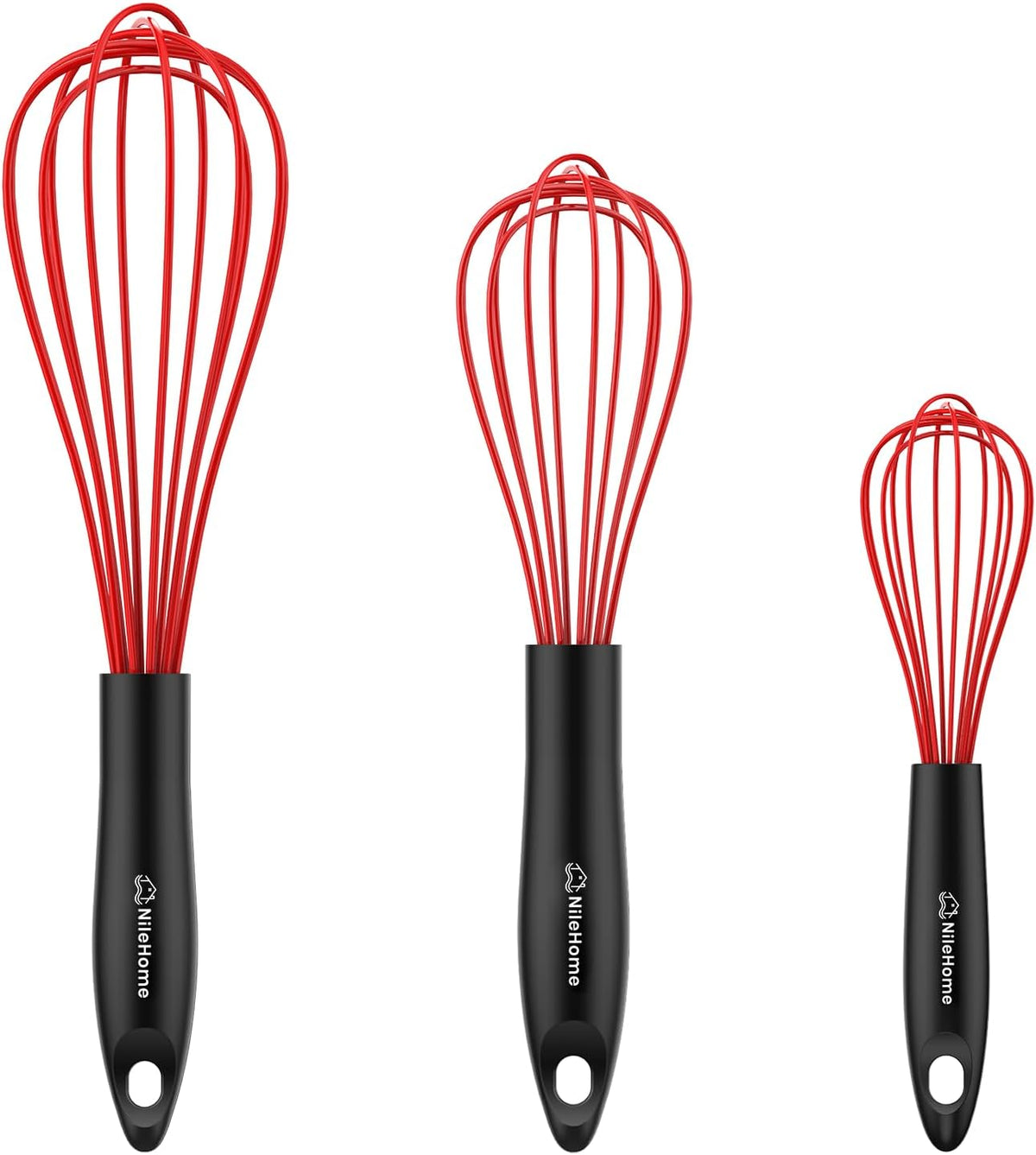 NileHome 3-Pack Stainless Steel Whisk Set, Kitchen Utensils for Cooking