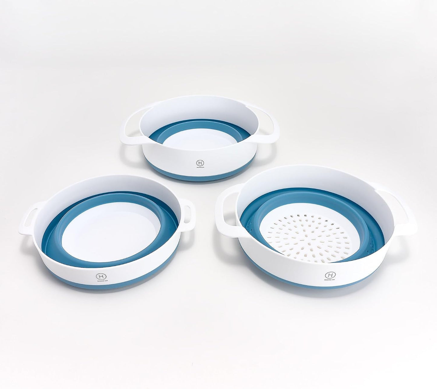 Henning Lee Set of 3 Nestable Colander and Bowls – Collapsible, Space-Saving, BPA-Free (Red)