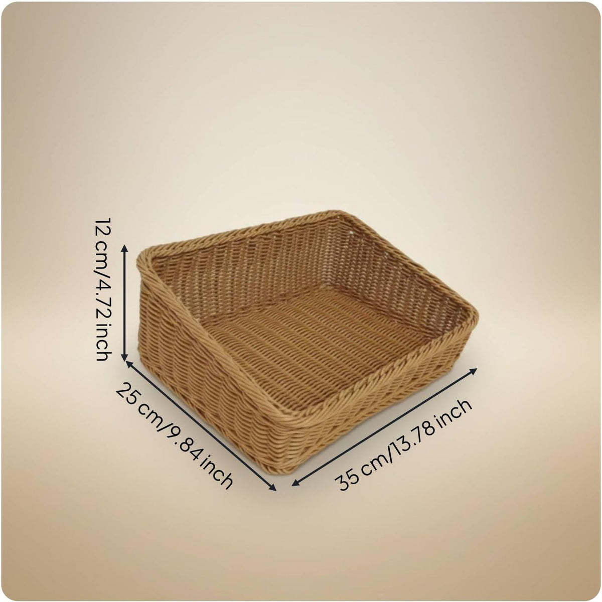 Qianly Slanted Opening Display Basket Versatile Angled Woven Basket Sturdy Build Wicker Storage Bin for Supermarket, Coffee H 40-30-8-14