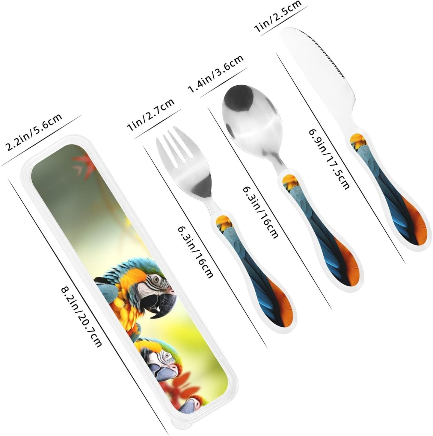 3-Piece Kids Silverware Set With Storage Case, Stainless Steel Reusable Children Safe Knife Spoon Fork Set Dragonfly Insects Flowers Children Flatware Set For Kids Lunch Box