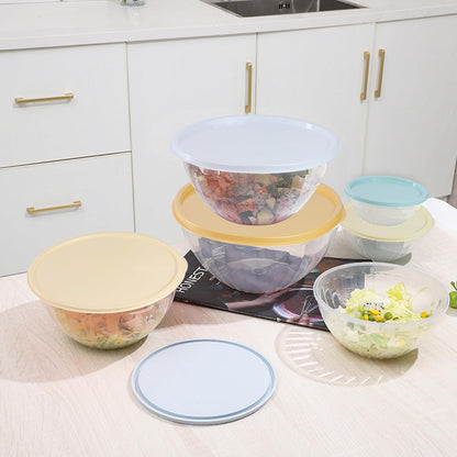 Plastic Mixing Bowls with Lids Set, Multicolor Salad Bowl Set, 7 Pieces Nesting Storage Bowls