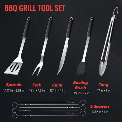 11 Pcs Grill Tools Set,BBQ ＆ Grilling Accessories Outdoor Barbecue Utensils