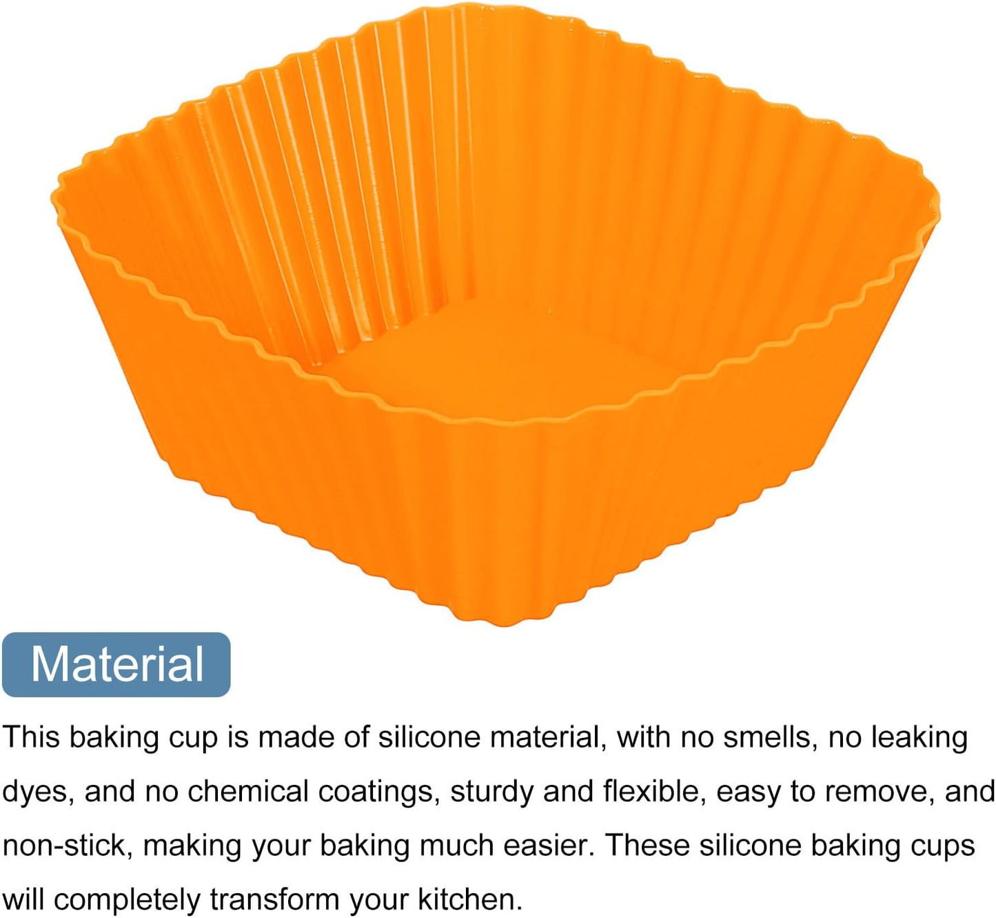 uxcell 18Pcs Silicone Cupcake Baking Cups, Silicone Muffins Liners Non-Stick Square Baking Cups, for Cooking Eggs Baking Muffins and Make a Cake(Pink)