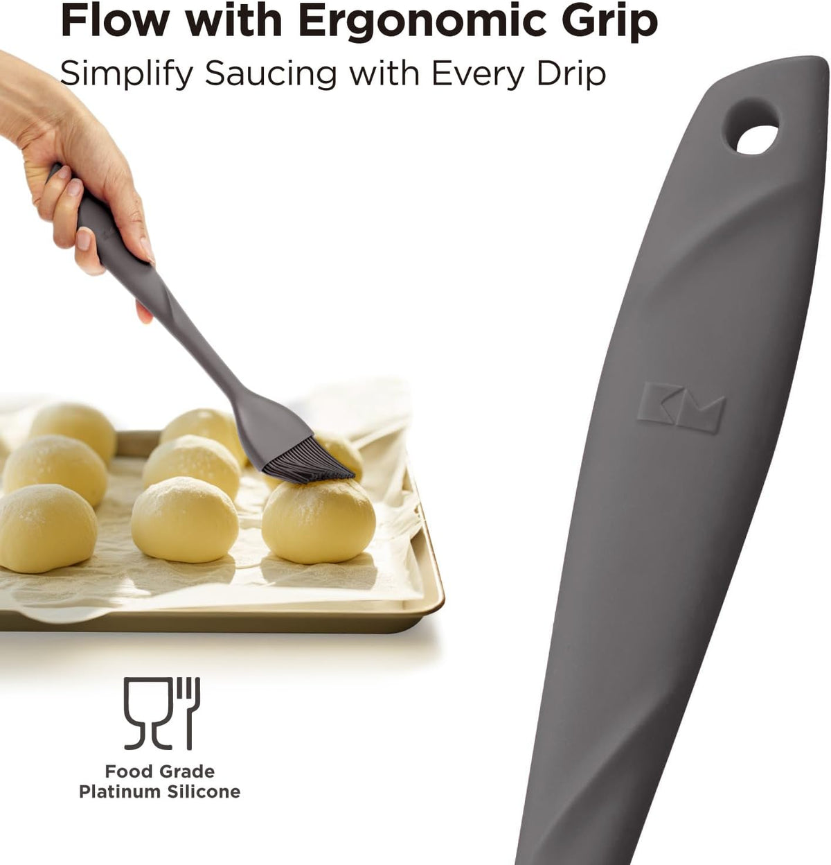 Kitchen Mama WaltzGrip Platinum Silicone Basting Pastry Brush, Yellow