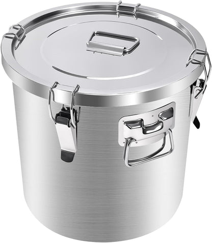 25lb Stainless Steel Containers with Lids, 12L/3.1gal 304 Stainless Steel Storage Containers, Metal Bird Seed Storage Container for Rice Flour Sugar Grain Coffee Bean Kitchen Jar