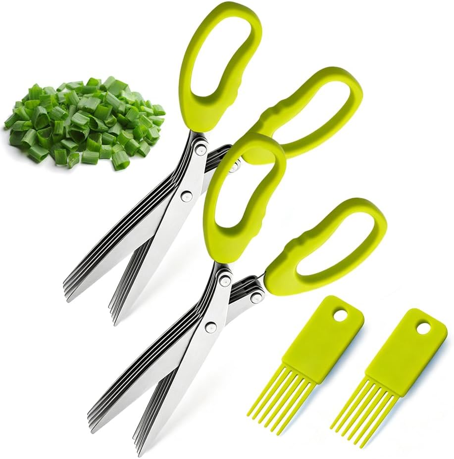 2026 New Herb Scissors with 5 Thickened Sharp Blades (Green)