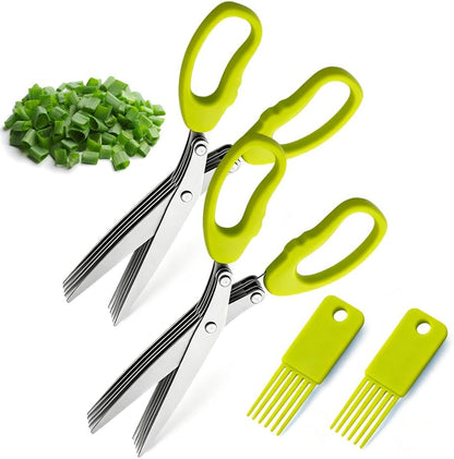 2026 New Herb Scissors with 5 Thickened Sharp Blades (Green)