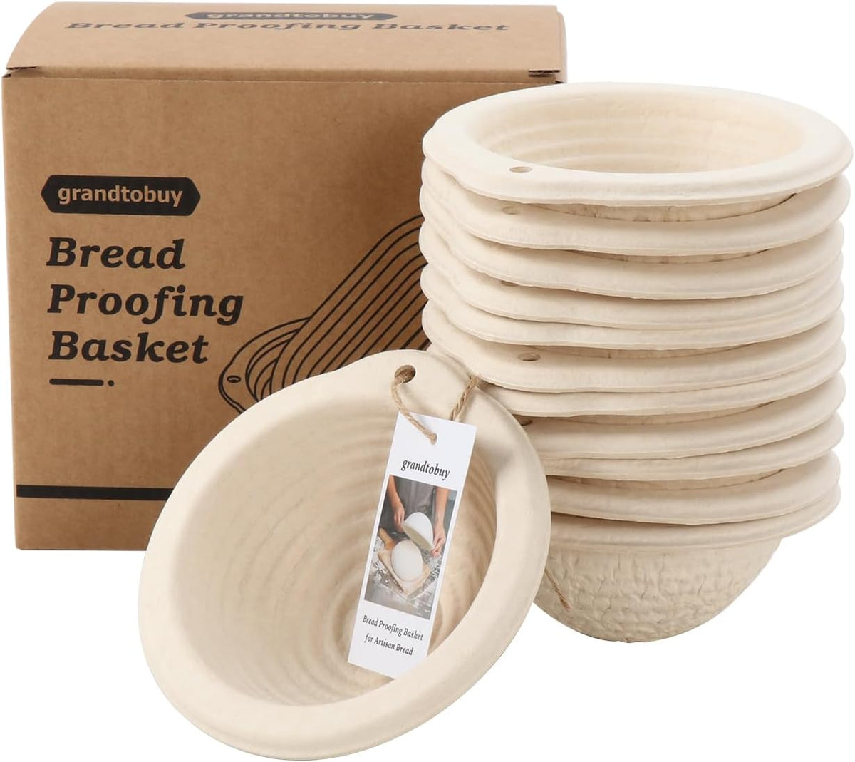 12-Pack Mini Banneton 5" Round Proofing Basket w/Liner