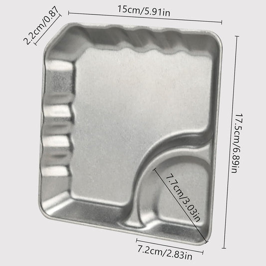 304 Stainless Steel Square 2 Pack Small Snack PlatesChip and Dip Serving Set Small Retro Matte Metal Plates with Dipping Section for Snacks, Dips, Sauces (Square)