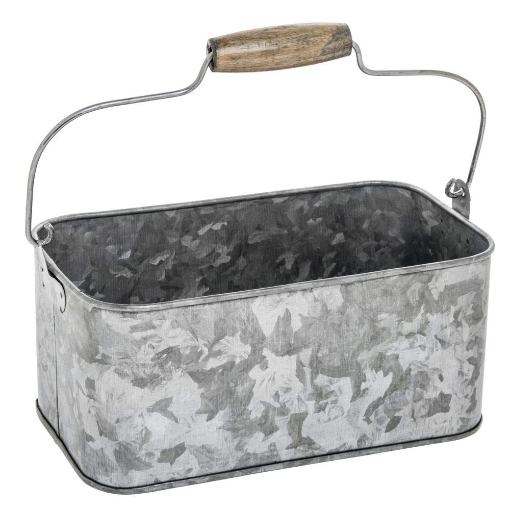 HUBERT Galvanized Metal Flatware Caddy - 9"L x 5"W x 4 3/4"H