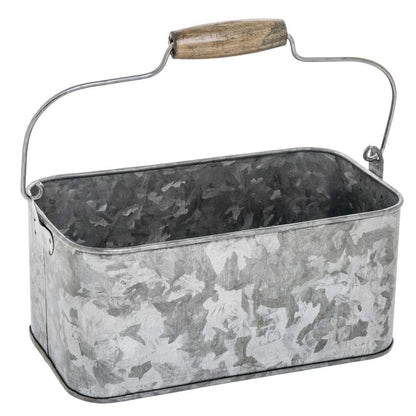 HUBERT Galvanized Metal Flatware Caddy - 9"L x 5"W x 4 3/4"H