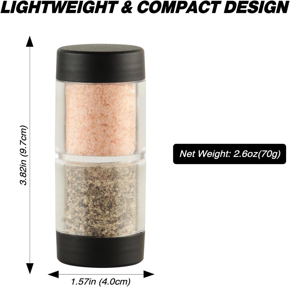 Sunmei Salt and Pepper Shakers Moisture Proof Set, 2-in-1 Portable Spice Shaker with Airtight Lid, Perfect for Camping Kitchen, Travel, Car Camping, RV, Outdoors, Backpack, BBQ Picnic, Lunch Boxes