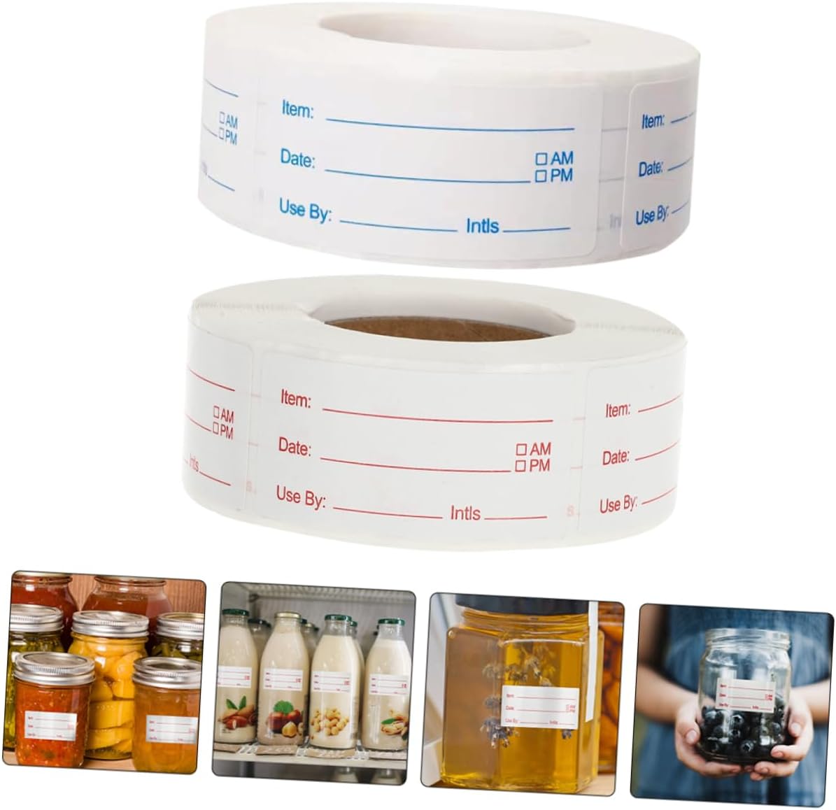 Ipetboom 2Rolls Food Storage Labels Date Stickers for Containers Easy to Use Food Labels for Meal Prep and Refrigerator Organization Plated for Jars