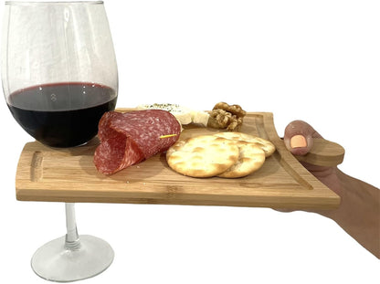 Bamboo Charcuterie Boards Set - Unique Puzzle Piece Design with Wine Glass Holder - Puzzle Charcuterie Cheese Board, Serving Tray - Set of 3