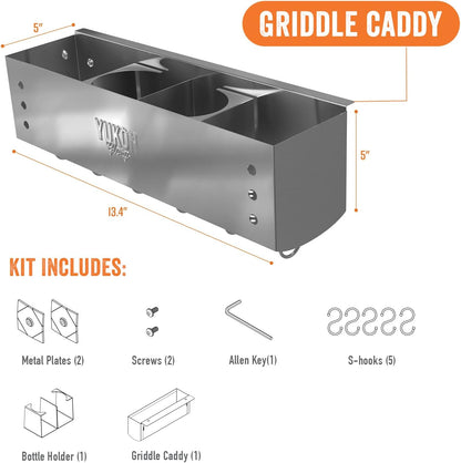 Yukon Glory BBQ Caddy Organizer - Stainless Steel Griddle Caddy for Char-Broil 4-Burner Grills - Clean & Organized Grill Station